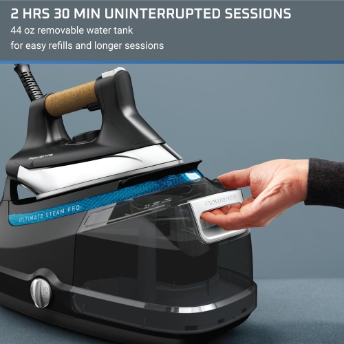 Rowenta Ultimate Steam Pro Stainless Steel Soleplate Professional 1800W Steam Iron Station with 44 Ounce