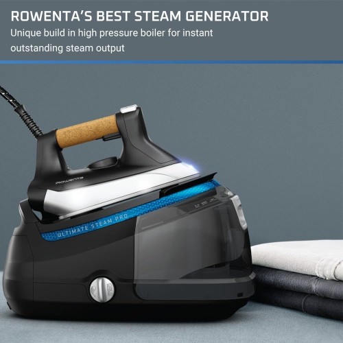 Rowenta Ultimate Steam Pro Stainless Steel Soleplate Professional 1800W Steam Iron Station with 44 Ounce