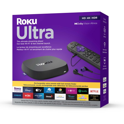 Roku Ultra 2022 appareil de diffusion en continu 4K/HDR/Dolby Vision et télécommande vocale Pro de Roku