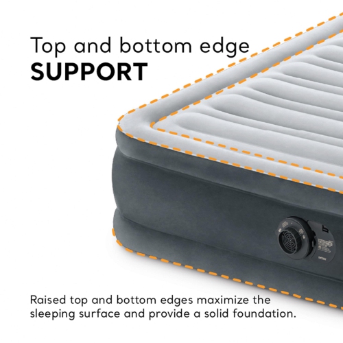 INTEX 67767ED Dura-Beam Deluxe Comfort Plush Air Mattress: Full Size – Built-In Electric Pump – 13in Bed Height