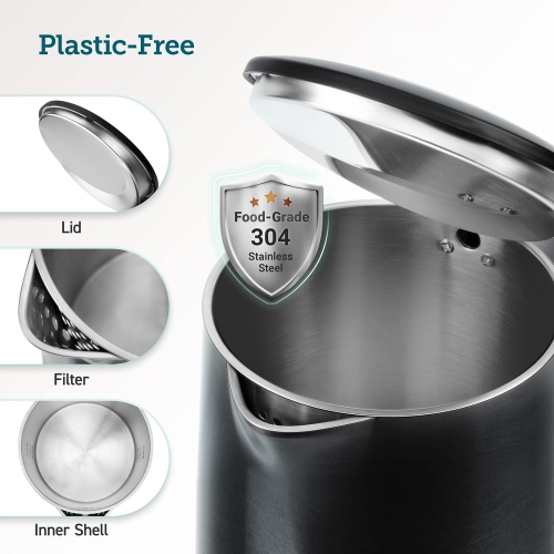 Bouilloire électrique COSORI en acier inoxydable, sans fil, eau à ébullition rapide 1500&nbsp;W, arrêt automatique et protection contre l'ébullition