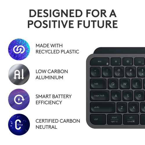 Logitech MX Keys S Wireless Keyboard, Low Profile, Fluid Precise Quiet Typing, Programmable Keys, Backlighting, Blueto..