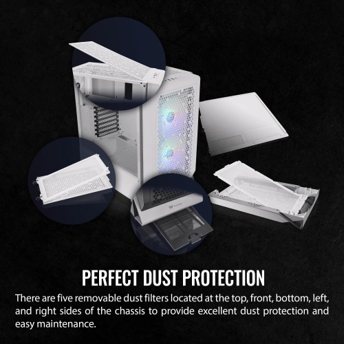 Thermaltake Ceres 300 Snow Edition Mid Tower E-ATX Computer Case with Tempered Glass Side Panel; 2xCT140 ARGB Fan Prei..