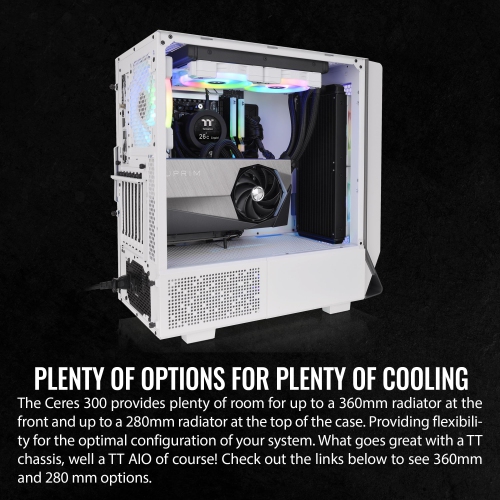 Thermaltake Ceres 300 Snow Edition Mid Tower E-ATX Computer Case with Tempered Glass Side Panel; 2xCT140 ARGB Fan Prei..