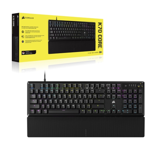 CORSAIR K70 CORE RGB Mechanical Gaming Keyboard with Palmrest - Pre-lubricated Corsair MLX Red Linear Keyswitches