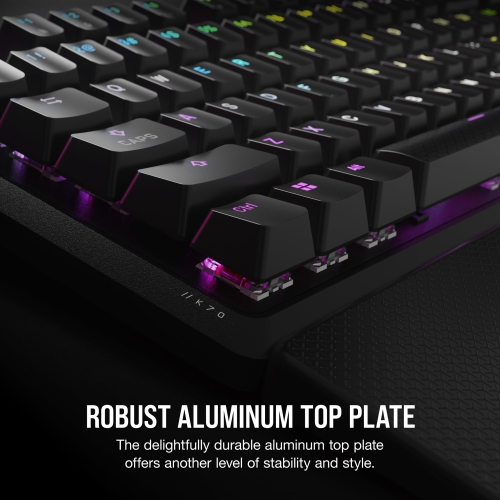 CORSAIR K70 CORE RGB Mechanical Gaming Keyboard with Palmrest - Pre-lubricated Corsair MLX Red Linear Keyswitches
