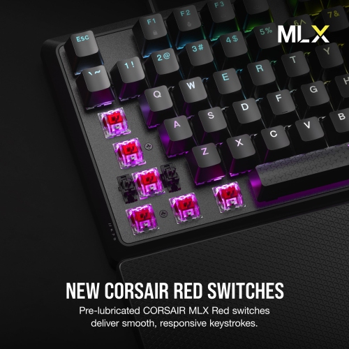 CORSAIR K70 CORE RGB Mechanical Gaming Keyboard with Palmrest - Pre-lubricated Corsair MLX Red Linear Keyswitches