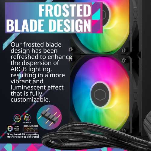 CoolerMaster MasterLiquid 240L Core 240mm Close-Loop AIO Liquid Cooler, ARGB Sync, Gen S Coldplate Pump