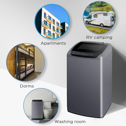 COMFEE' Portable Washing Machine, 1.0 Cu.Ft Compact Washer with LED Display, Fully Atomatic Wash Cycles, 2 Built-in Rollers, Space Saving, Ideal