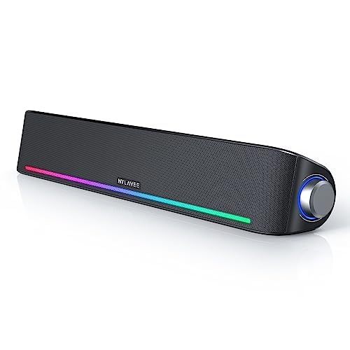 NYLAVEE  Computer Speakers, Hi-Fi Sound Quality Computer Sound Bar, Bluetooth 5.0 & 3.5MM Wired PC Speakers