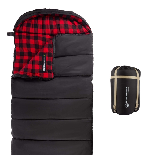 wakeman XL Sleeping Bag 3 Season Envelope Style with Hood for Backpacking Hiking and Camping by Wakeman