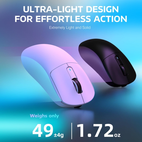 X3 Superlight Wireless Gaming Mouse, 49g Ergonomic Computer Mouse, Triple Modes PAW3395 26K DPI Optical Sensor