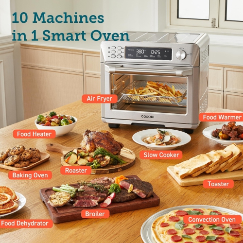 COSORI Toaster Oven Air Fryer Combo, 12-in-1, 26QT Convection Oven Countertop, Stainless Steel with Toast Bake and Broil
