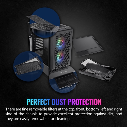 Ceres 330 TG ARGB Black Mid Tower E-ATX Case Supports Hidden-Connector Motherboard