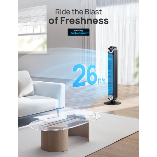 Ventilateur vertical Dreo pour chambre à coucher, ventilateur sans pales de 42 po, ventilateur oscillant à 90°, ventilateur de plancher silencieux