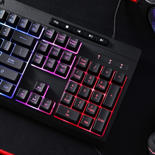 Redragon K512 Shiva RGB Backlit Membrane Gaming Keyboard with Multimedia Keys, Quiet Mechanical Feeling Keyboard