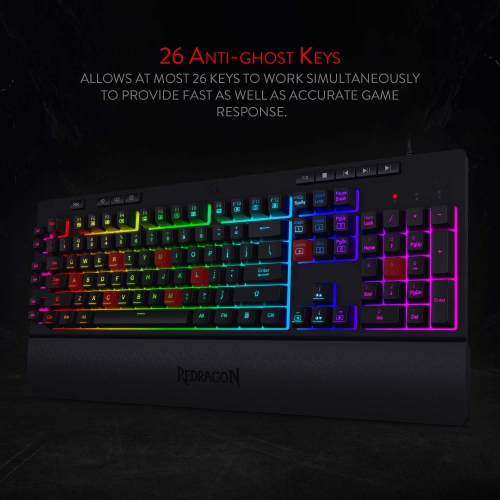 Redragon K512 Shiva RGB Backlit Membrane Gaming Keyboard with Multimedia Keys, Quiet Mechanical Feeling Keyboard