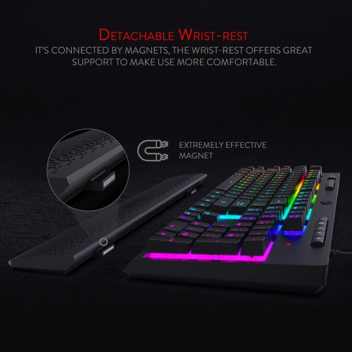 Redragon K512 Shiva RGB Backlit Membrane Gaming Keyboard with Multimedia Keys, Quiet Mechanical Feeling Keyboard
