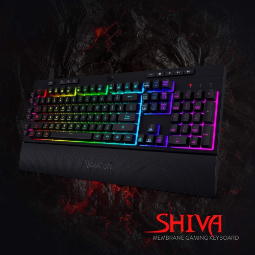 Redragon K512 Shiva RGB Backlit Membrane Gaming Keyboard with Multimedia Keys, Quiet Mechanical Feeling Keyboard