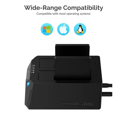 Station d'accueil USB de type C SATA 2,5" & 3,5" pour disque dur à deux baies de SABRENT | clonage hors ligne | jusqu'à 5 Gb/s