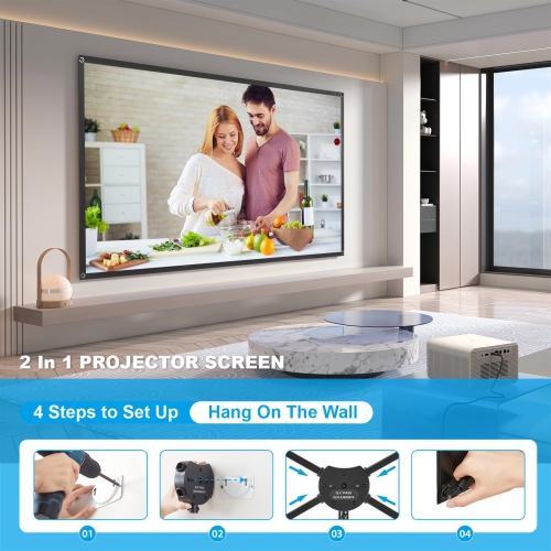 Portable Projector Screen with Stand, Outdoor Movie Screen, 80 Inch 16:9 Light-Weight, Mobile and Compact