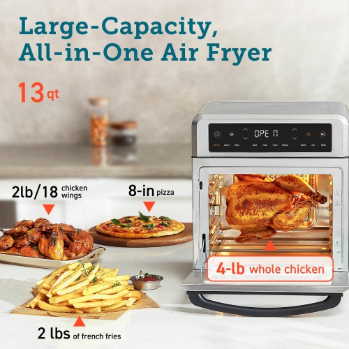 COSORI Air Fryer Toaster Oven, 13 Qt Airfryer Fits 8" Pizza, 11-in-1 Functions with Rotisserie, Dehydrate