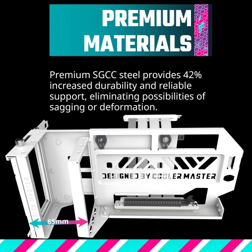 Cooler Master MasterAccessory Vertical Graphics Card Holder Kit V3 White w/Premium Riser Cable PCI-E 4.0 x16-165mm