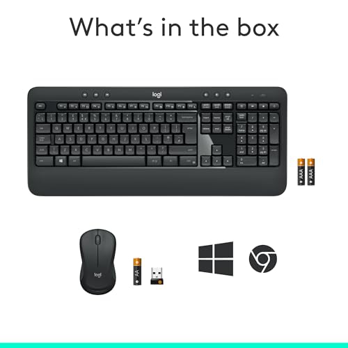 Logitech MK540 Advanced Wireless Keyboard and Mouse Combo for Windows, 2.4 GHz Unifying USB-Receiver