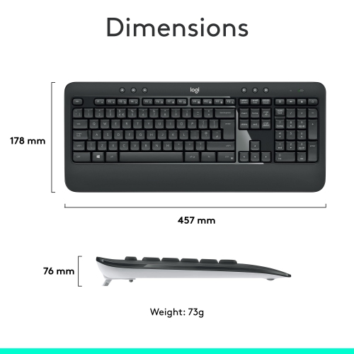 Logitech MK540 Advanced Wireless Keyboard and Mouse Combo for Windows, 2.4 GHz Unifying USB-Receiver