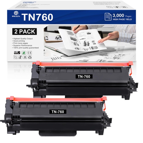TN760 TN-760 TN-730 TN730 Toner Cartridge 2-Pack High-Yield Black Compatible for Brother TN760 TN730 TN-760 TN-730 TN ..