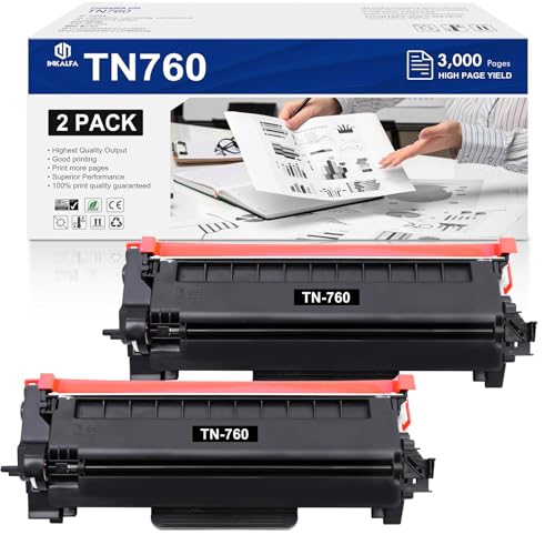 TN760 TN-760 TN-730 TN730 Toner Cartridge 2-Pack High-Yield Black Compatible for Brother TN760 TN730 TN-760 TN-730 TN ..
