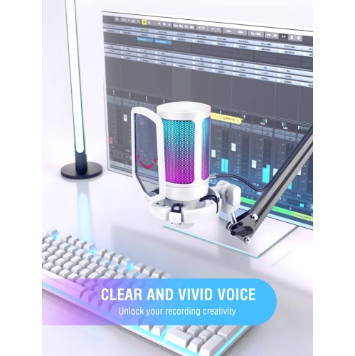 Fifine PC Gaming USB Desktop Microphone, Clear Voice for Streaming, Podcasting, Recording, Online Game