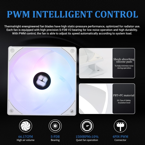 Thermalright Aqua Elite 360 White V3 Liquid CPU Cooler, 360 Cooling Row Size, 3 x 120mm PWM Fans