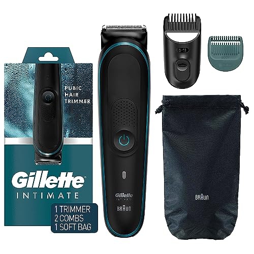 Gillette Intimate Men’s Pubic Trimmer, SkinFirst Pubic Hair Trimmer for Men, Waterproof, Cordless for Wet/Dry Use