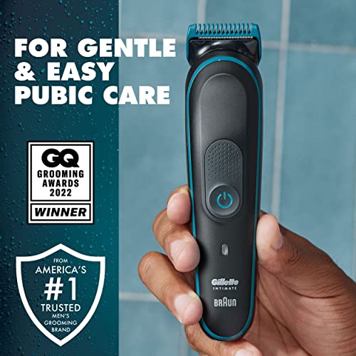 Gillette Intimate Men’s Pubic Trimmer, SkinFirst Pubic Hair Trimmer for Men, Waterproof, Cordless for Wet/Dry Use