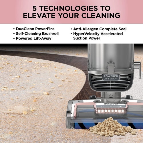 Shark AZ2002C Vertex DuoClean PowerFin Upright Vacuum with Powered Lift-Away and Self-Cleaning Brushroll, Rose Gold