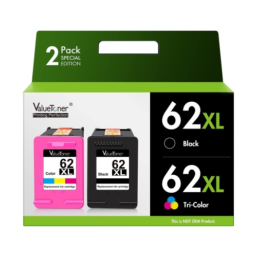 Valuetoner Remanufactured Ink Cartridge Replacement for HP 62XL 62 XL to use with Envy 5540 5640 5660 7644 7645