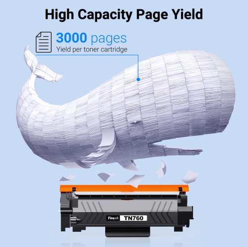 Timink TN760 4PK Replacement for Brother TN-760 TN730 High Yield Toner Cartridge, for MFC-2710DW HL-L2395DW DCP-L2550DW