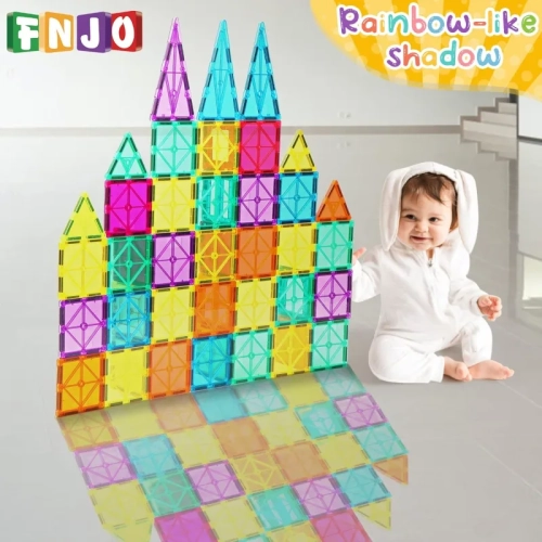 Magnetic Tiles Building Set - 60 PCS STEM Montessori Toy for Kids, Boys & Girls