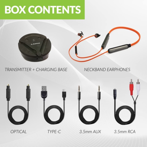 Avantree Medley Clear Series- Wireless Earbuds for TV Listening & Watching with Transmitter & Charging Dock, Clear Dialogue, Enhanced Volume,