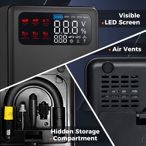 Costway Jump Starter with Air Compressor 150PSI Digital Tire Inflator LED Screen Portable