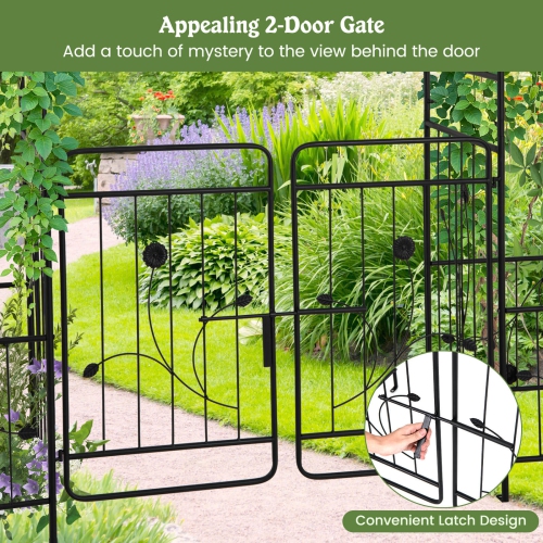 Costway 87" Garden Arbor Arched Lockable Gate Top Arbor Trellis with Side Planters
