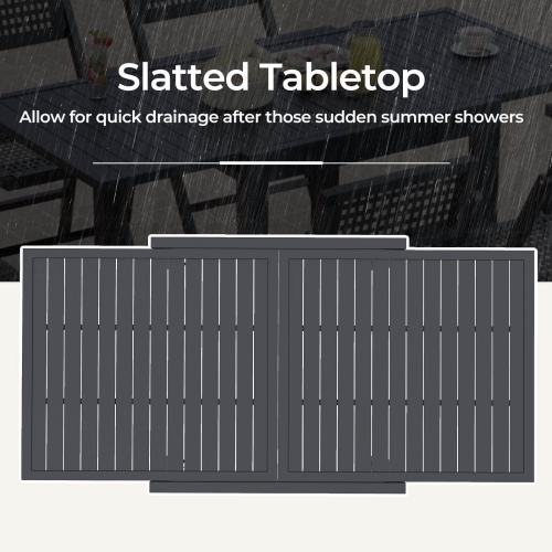 Costway 31.5"-63" Expandable Patio Dining Table for 4-6 Person with Slatted Tabletop