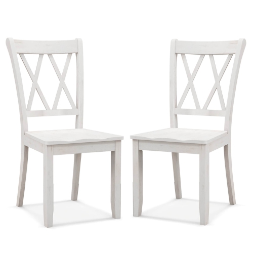 COSTWAY  Wooden Dining Chairs Set Of 2 With Ergonomic Seat Rubber Wood Frame & High Backrest
