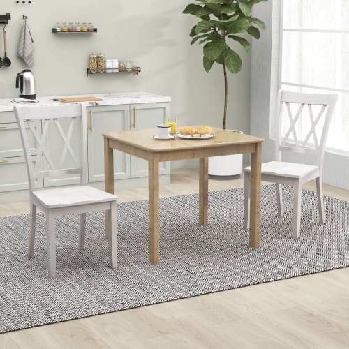 Costway Wooden Dining Chairs Set of 2 with Ergonomic Seat Rubber Wood Frame & High Backrest