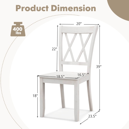 Costway Wooden Dining Chairs Set of 2 with Ergonomic Seat Rubber Wood Frame & High Backrest