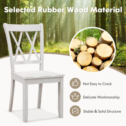 Costway Wooden Dining Chairs Set of 2 with Ergonomic Seat Rubber Wood Frame & High Backrest