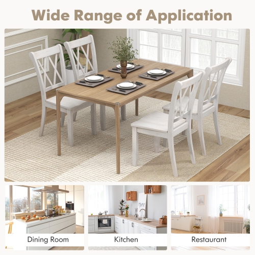 Costway Wooden Dining Chairs Set of 2 with Ergonomic Seat Rubber Wood Frame & High Backrest