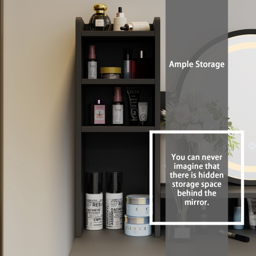 Ensemble coiffeuse Famapy avec miroir illuminé, coiffeuse avec 5 tiroir et tablette, coiffeuse avec écran tactile pour chambre(31,5 larg. X 15,7