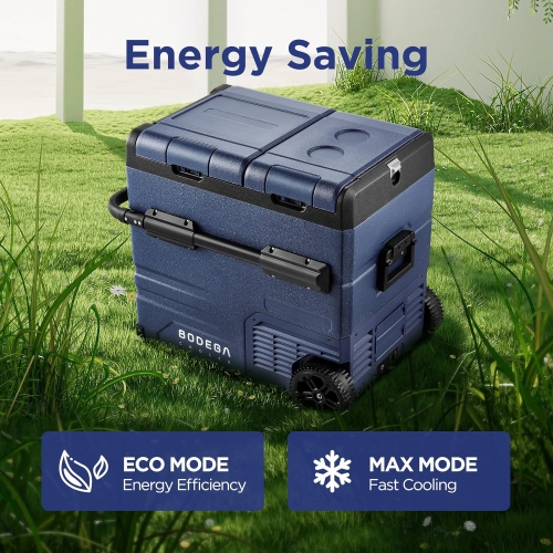 BODEGA 12 Volt Car Refrigerator,59 Quart12v Portable refrigerator, -4℉-68 Cooler for RV, Camping,Travel,Dual Zone WIFI APP Control(2 Doors),Dark Blue